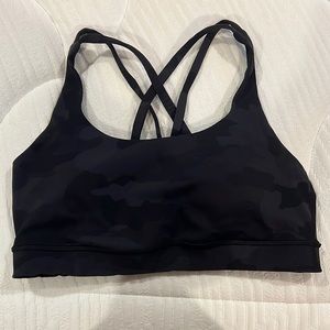 Black camp patterned lulu lemon sports bra